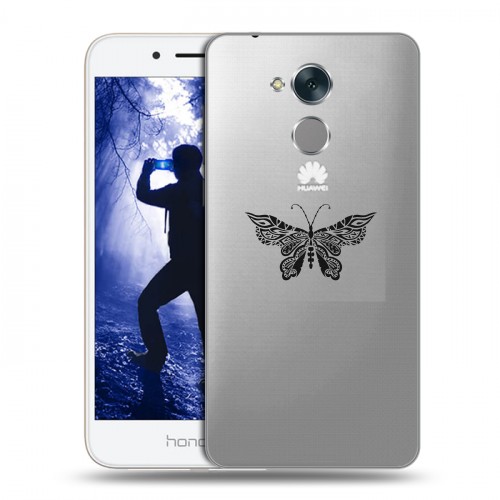 Полупрозрачный дизайнерский пластиковый чехол для Huawei Honor 6A прозрачные Бабочки 