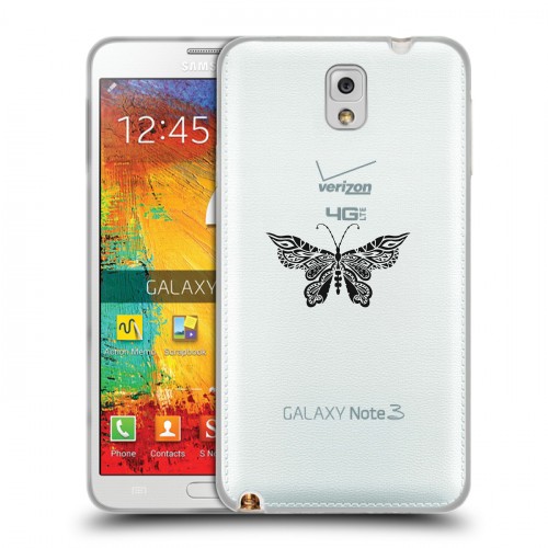 Полупрозрачный дизайнерский пластиковый чехол для Samsung Galaxy Note 3 прозрачные Бабочки 