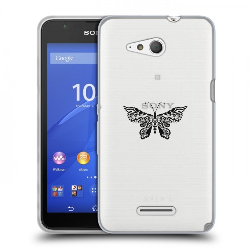 Полупрозрачный дизайнерский пластиковый чехол для Sony Xperia E4g прозрачные Бабочки 