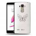 Полупрозрачный дизайнерский пластиковый чехол для LG G4 Stylus прозрачные Бабочки 