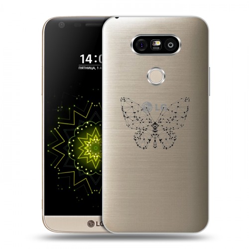 Полупрозрачный дизайнерский пластиковый чехол для LG G5 прозрачные Бабочки 