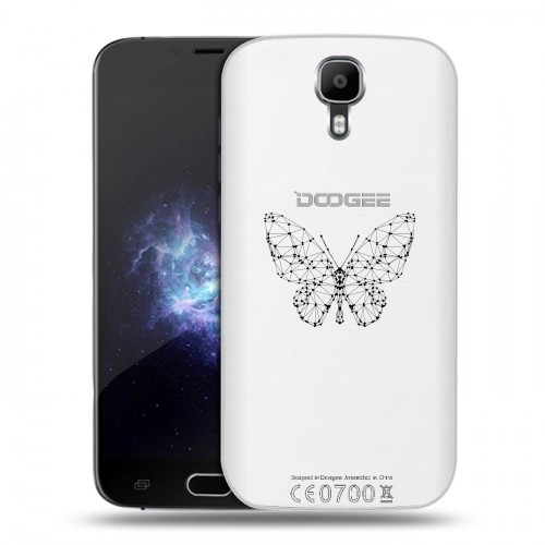 Полупрозрачный дизайнерский пластиковый чехол для Doogee X9 Pro прозрачные Бабочки 