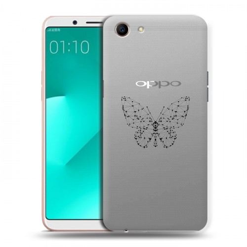 Полупрозрачный дизайнерский пластиковый чехол для OPPO A83 прозрачные Бабочки 