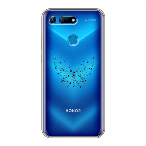 Полупрозрачный дизайнерский пластиковый чехол для Huawei Honor View 20 прозрачные Бабочки 