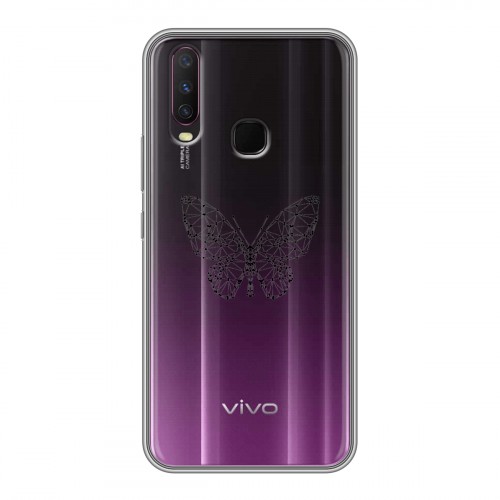 Полупрозрачный дизайнерский силиконовый чехол для Vivo Y17 прозрачные Бабочки 