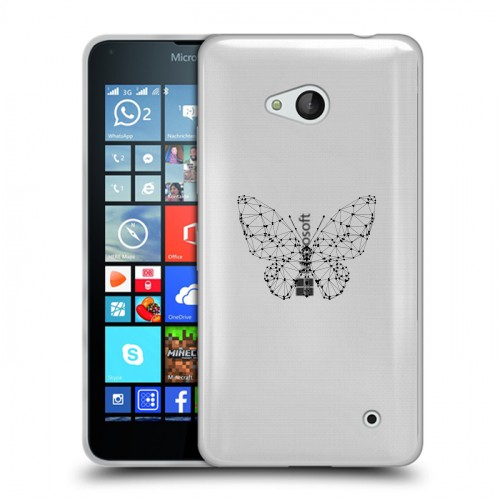 Полупрозрачный дизайнерский силиконовый чехол для Microsoft Lumia 640 прозрачные Бабочки 