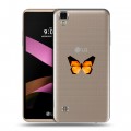 Полупрозрачный дизайнерский силиконовый чехол для LG X Style прозрачные Бабочки 