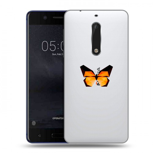 Полупрозрачный дизайнерский пластиковый чехол для Nokia 5 прозрачные Бабочки 