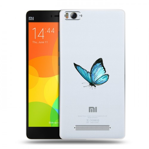 Полупрозрачный дизайнерский пластиковый чехол для Xiaomi Mi4i прозрачные Бабочки 