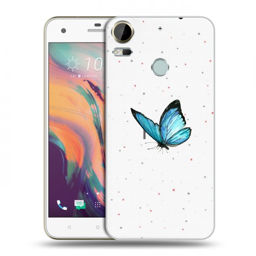 Полупрозрачный дизайнерский пластиковый чехол для HTC Desire 10 Pro прозрачные Бабочки 