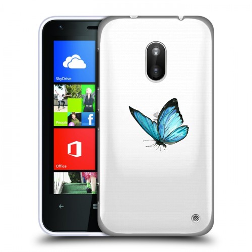 Полупрозрачный дизайнерский силиконовый чехол для Nokia Lumia 620 прозрачные Бабочки 