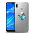 Полупрозрачный дизайнерский пластиковый чехол для Huawei Y6 (2019) прозрачные Бабочки 