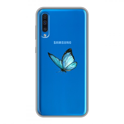 Полупрозрачный дизайнерский пластиковый чехол для Samsung Galaxy A50 прозрачные Бабочки 