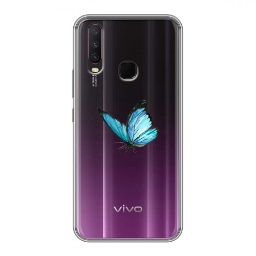 Полупрозрачный дизайнерский силиконовый чехол для Vivo Y17 прозрачные Бабочки 