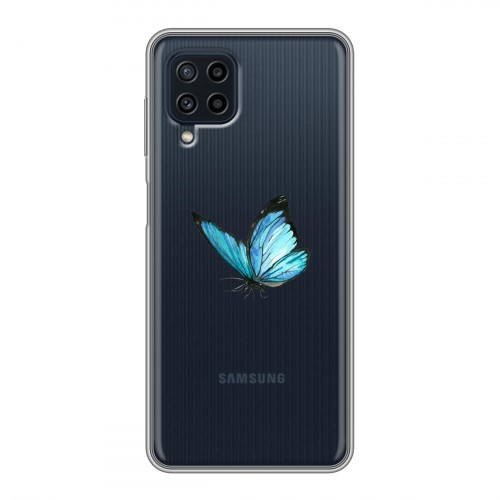 Полупрозрачный дизайнерский пластиковый чехол для Samsung Galaxy A22 прозрачные Бабочки 