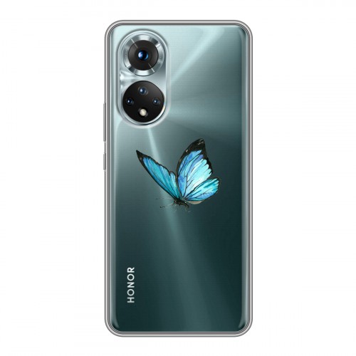 Полупрозрачный дизайнерский силиконовый с усиленными углами чехол для Huawei Honor 50 прозрачные Бабочки 