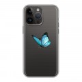 Полупрозрачный дизайнерский пластиковый чехол для Iphone 14 Pro Max прозрачные Бабочки 
