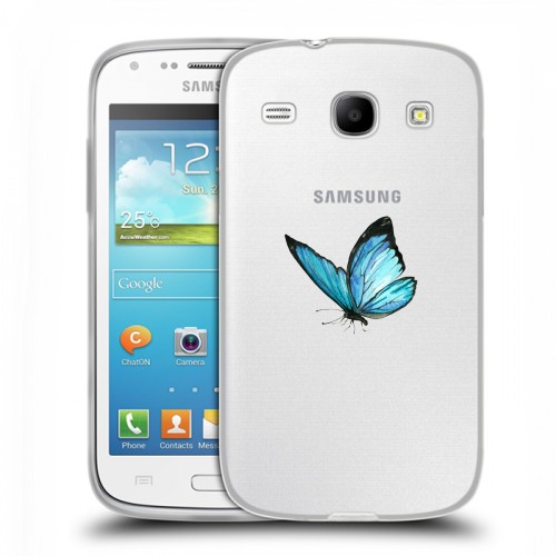 Полупрозрачный дизайнерский силиконовый чехол для Samsung Galaxy Core прозрачные Бабочки 