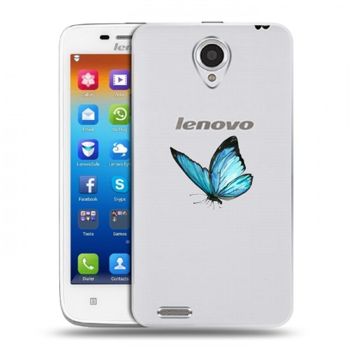 Полупрозрачный дизайнерский пластиковый чехол для Lenovo S650 Ideaphone прозрачные Бабочки 