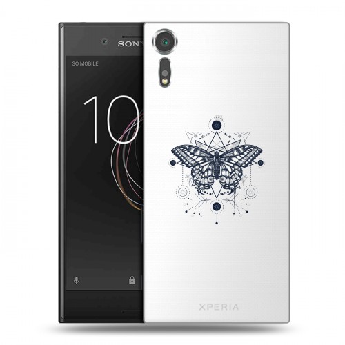 Полупрозрачный дизайнерский пластиковый чехол для Sony Xperia XZs прозрачные Бабочки 