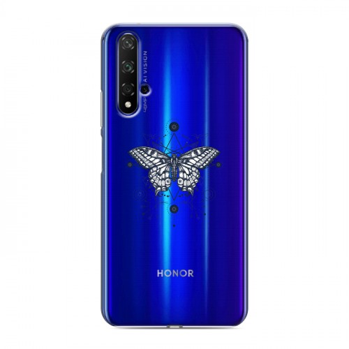 Полупрозрачный дизайнерский пластиковый чехол для Huawei Honor 20 прозрачные Бабочки 