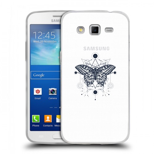 Полупрозрачный дизайнерский пластиковый чехол для Samsung Galaxy Grand 2 прозрачные Бабочки 