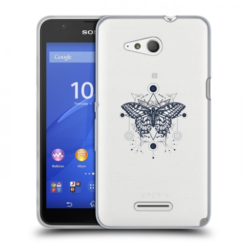 Полупрозрачный дизайнерский силиконовый чехол для Sony Xperia E4g прозрачные Бабочки 