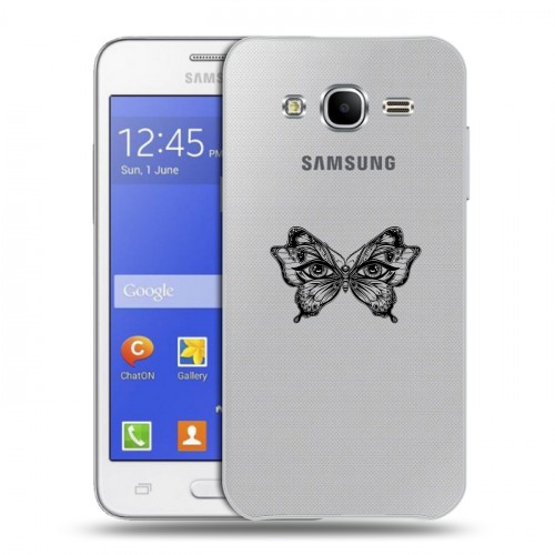 Полупрозрачный дизайнерский пластиковый чехол для Samsung Galaxy J7 прозрачные Бабочки 