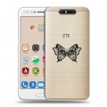 Полупрозрачный дизайнерский пластиковый чехол для ZTE Blade V8 прозрачные Бабочки 