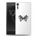 Полупрозрачный дизайнерский пластиковый чехол для Sony Xperia XZs прозрачные Бабочки 