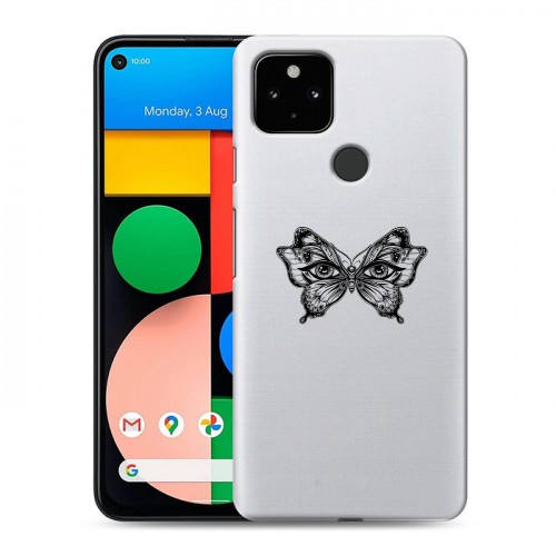 Полупрозрачный дизайнерский силиконовый чехол для Google Pixel 4a 5G прозрачные Бабочки 