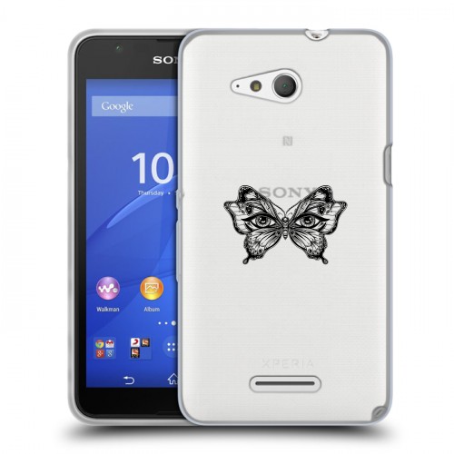 Полупрозрачный дизайнерский пластиковый чехол для Sony Xperia E4g прозрачные Бабочки 
