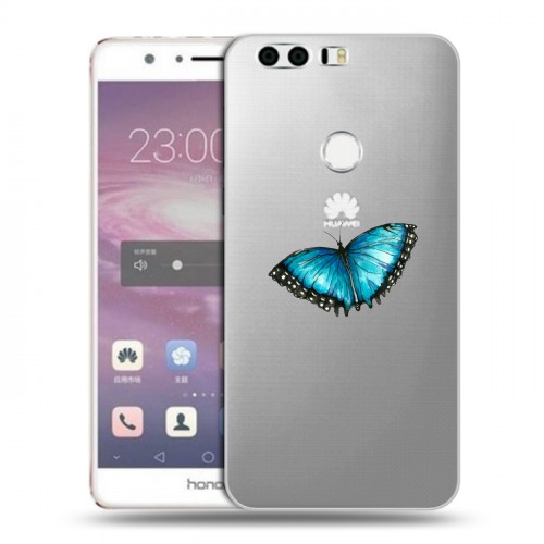 Полупрозрачный дизайнерский пластиковый чехол для Huawei Honor 8 прозрачные Бабочки 