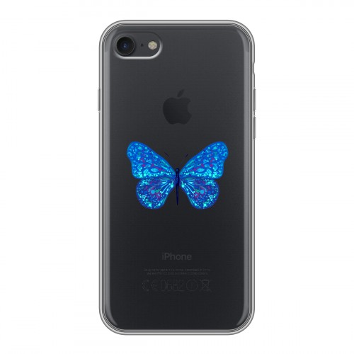 Полупрозрачный дизайнерский силиконовый чехол для Iphone 7 прозрачные Бабочки 