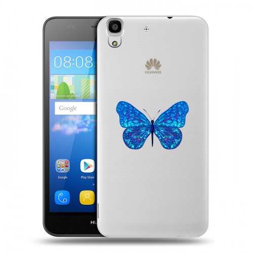 Полупрозрачный дизайнерский пластиковый чехол для Huawei Y6 прозрачные Бабочки 