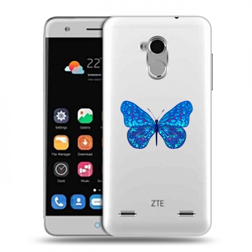 Полупрозрачный дизайнерский пластиковый чехол для ZTE Blade V7 Lite прозрачные Бабочки 