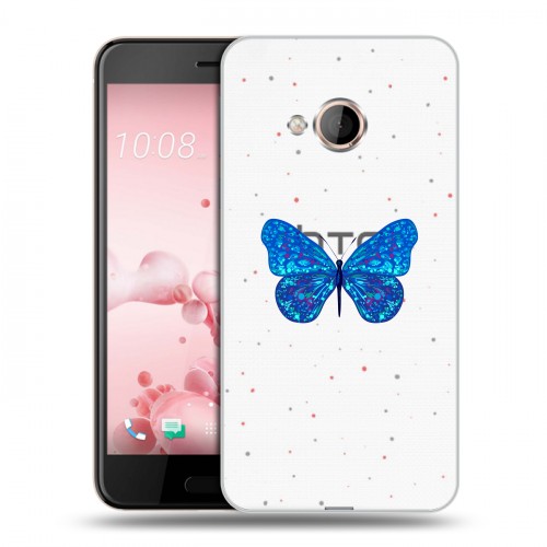 Полупрозрачный дизайнерский силиконовый чехол для HTC U Play прозрачные Бабочки 