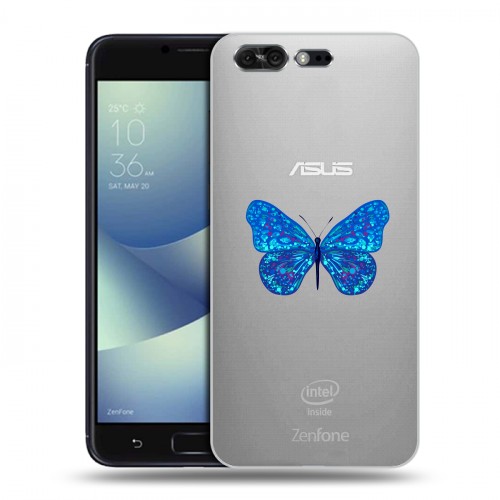 Полупрозрачный дизайнерский пластиковый чехол для ASUS ZenFone 4 Pro прозрачные Бабочки 