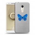 Полупрозрачный дизайнерский пластиковый чехол для Alcatel 3 прозрачные Бабочки 