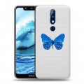 Полупрозрачный дизайнерский пластиковый чехол для Nokia 5.1 Plus прозрачные Бабочки 