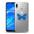 Полупрозрачный дизайнерский пластиковый чехол для Huawei Y6 (2019) прозрачные Бабочки 