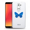 Полупрозрачный дизайнерский пластиковый чехол для LG Optimus G2 прозрачные Бабочки 