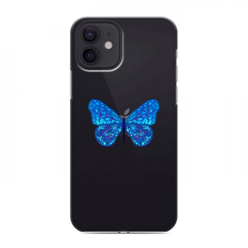 Полупрозрачный дизайнерский силиконовый чехол для Iphone 12 прозрачные Бабочки 