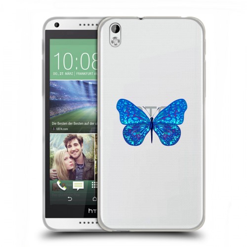 Полупрозрачный дизайнерский пластиковый чехол для HTC Desire 816 прозрачные Бабочки 