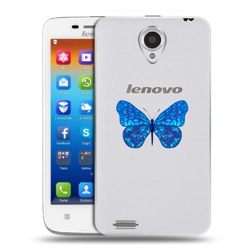 Полупрозрачный дизайнерский пластиковый чехол для Lenovo S650 Ideaphone прозрачные Бабочки 
