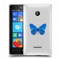 Полупрозрачный дизайнерский пластиковый чехол для Microsoft Lumia 435 прозрачные Бабочки 