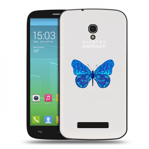 Полупрозрачный дизайнерский пластиковый чехол для Alcatel One Touch Pop S9 прозрачные Бабочки 