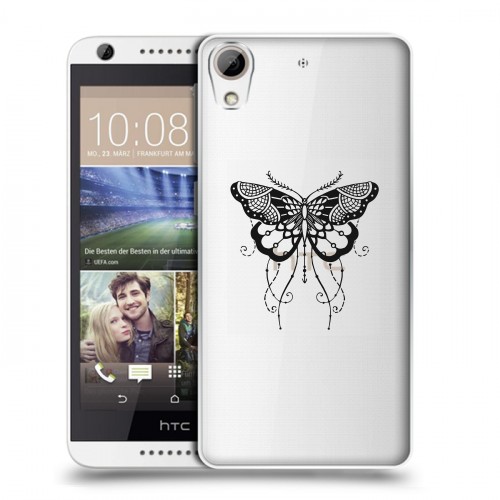 Полупрозрачный дизайнерский пластиковый чехол для HTC Desire 626 прозрачные Бабочки 