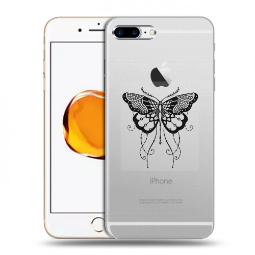 Полупрозрачный дизайнерский силиконовый чехол для Iphone 7 Plus / 8 Plus прозрачные Бабочки 