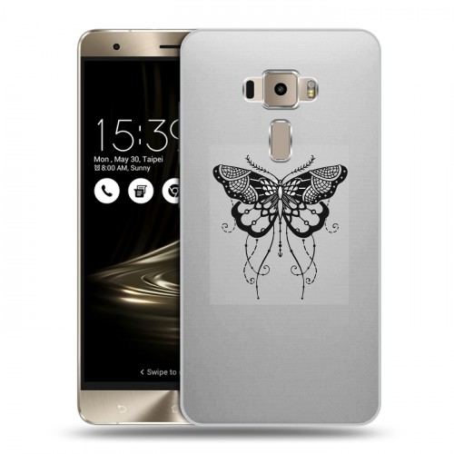 Полупрозрачный дизайнерский пластиковый чехол для Asus ZenFone 3 прозрачные Бабочки 